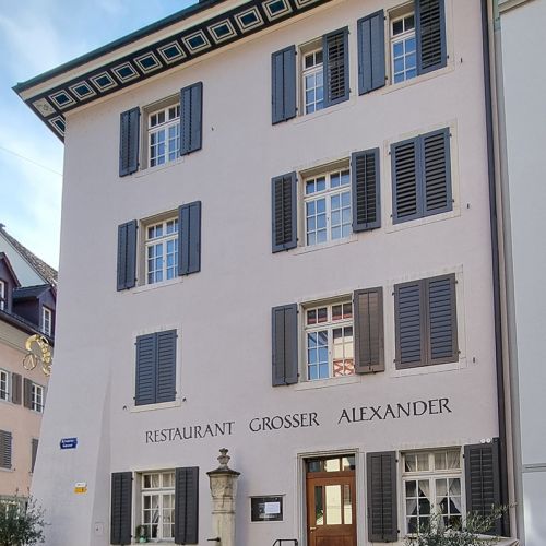 Schriftenmalerei am Restaurant Grosser Alexander in Baden durch Meier Schmocker AG